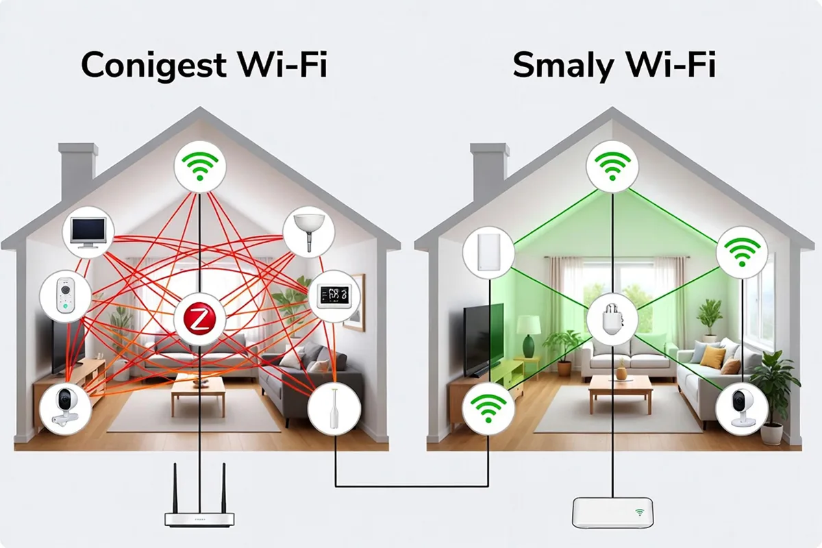 Comparação de rede Wi-Fi vs Zigbee